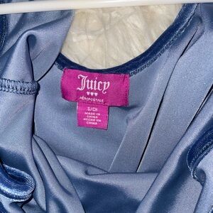 Juicy Couture Light Blue Satin Scoop Neck Bodysuit